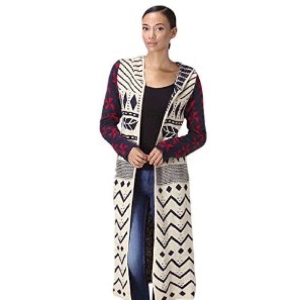 Aztec Print Hooded Sweater